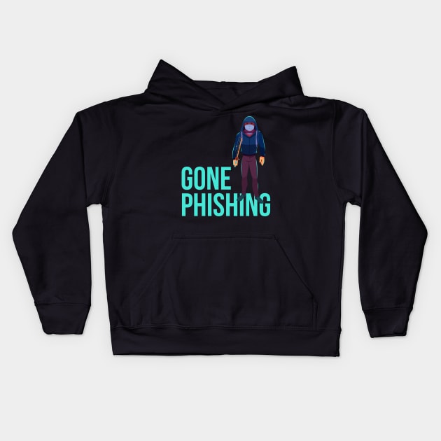 Phishing Pole Hacking Hacker Data Collection Humor Kids Hoodie by Mellowdellow